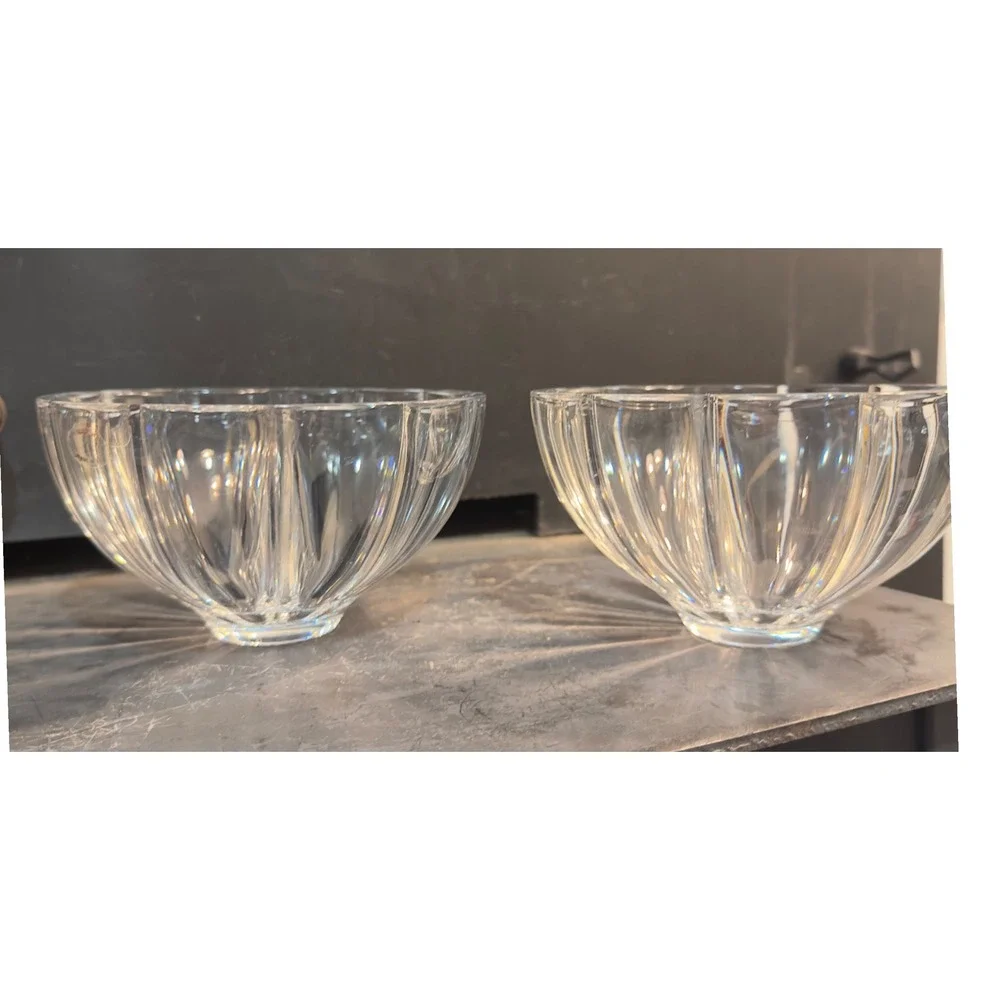Set of 2‎ Crystal Glass Bowls 24% Lead Crystal Candy Dishes European 5